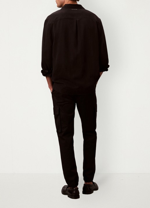 Calvin Klein Tapered fit cargobroek met logo - achterkant 6 zwart