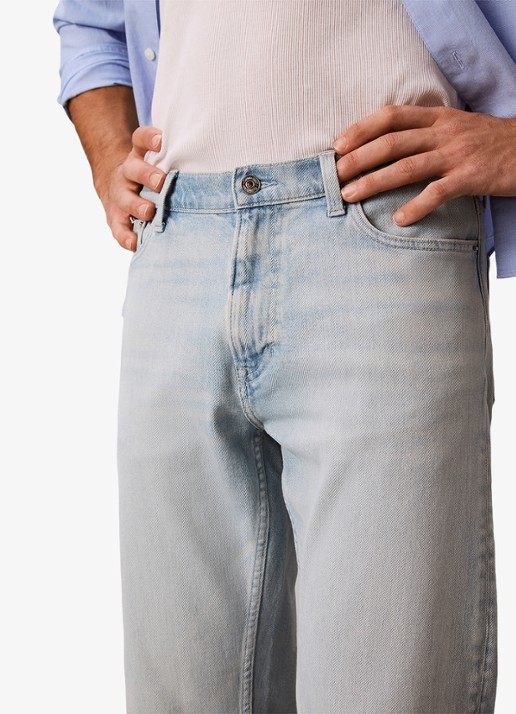 Calvin Klein Tapered fit Jeans met steekzakken - detail 2 vintage whisper-za5 /  lichtblauw
