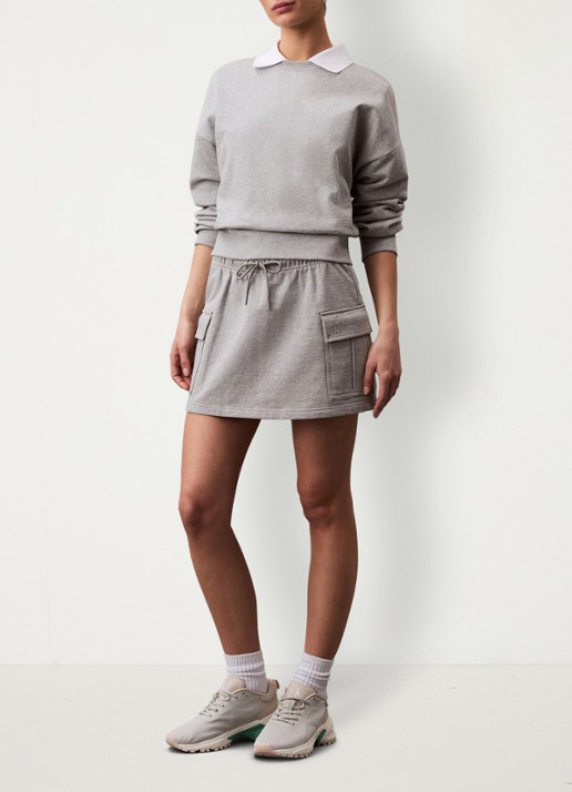 Calvin Klein Terry Cargo minirok met klepzakken - voorkant 5 grijsmele