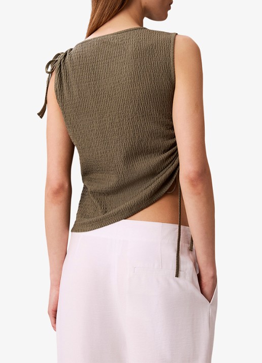 Calvin Klein Top met structuur - achterkant 5 olijfgroen