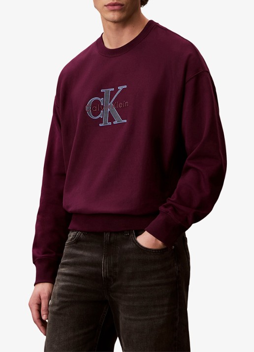 Calvin Klein Trui met logoborduring - detail bordeauxrood