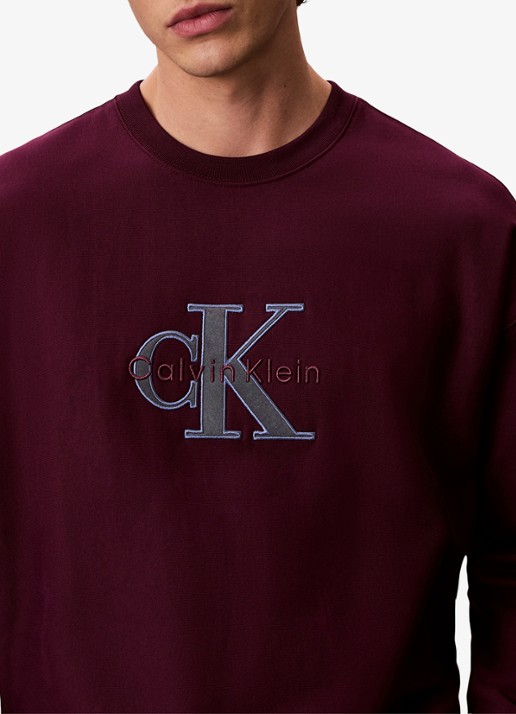 Calvin Klein Trui met logoborduring - detail 2 bordeauxrood
