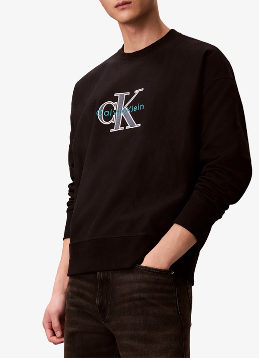 Calvin Klein Trui met logoborduring - detail zwart