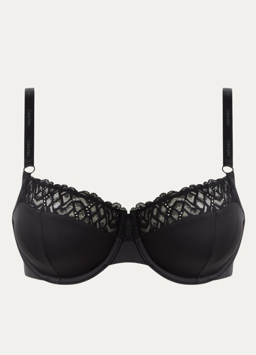 Calvin Klein Unlined balconette bh met kant - voorkant 3 zwart