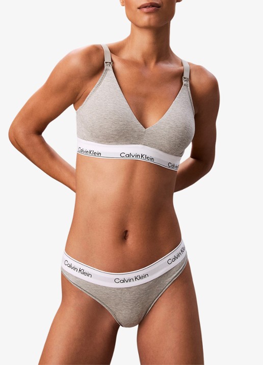 Calvin Klein Voedings bralette met logoband - detail 4 grijs