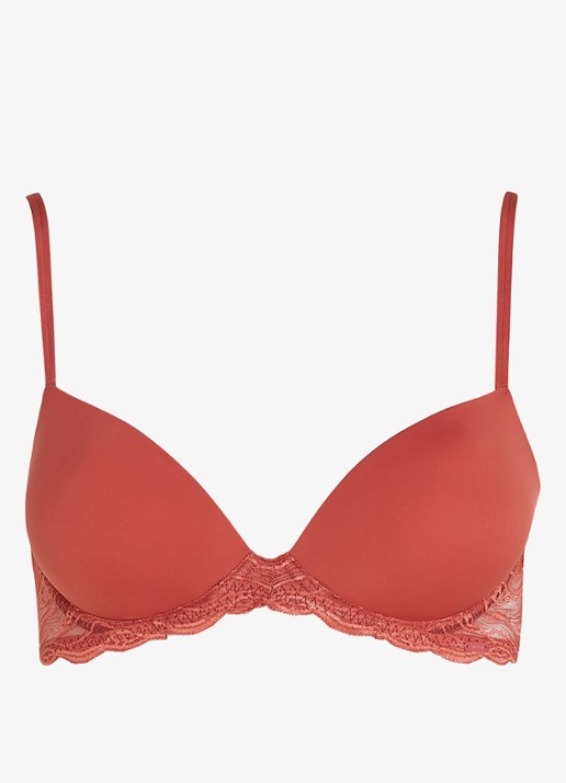 Calvin Klein Voorgevormde bh met kant - voorkant rood