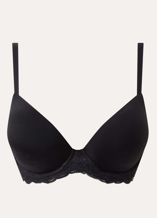 Calvin Klein Voorgevormde bh met kant - voorkant 3 zwart