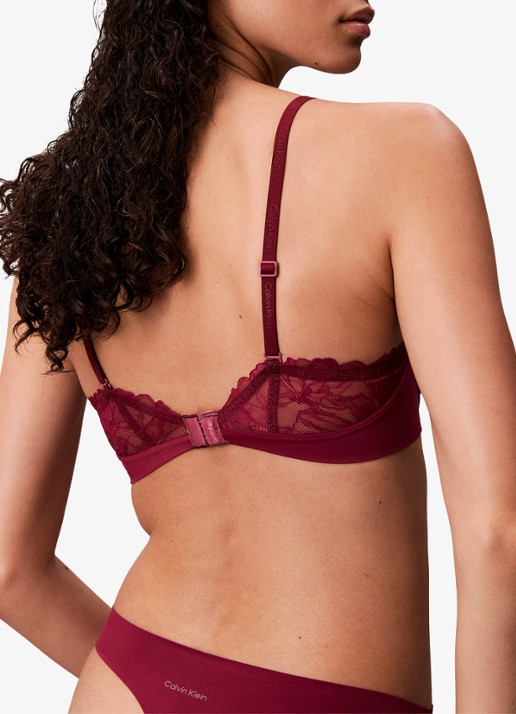 Calvin Klein Voorgevormde bh met kant - achterkant 5 donkerrood