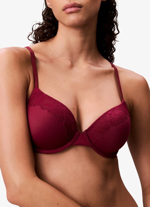 Calvin Klein Voorgevormde bh met kant - detail donkerrood