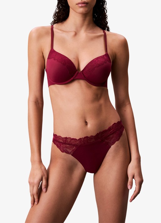 Calvin Klein Voorgevormde bh met kant - voorkant 3 donkerrood