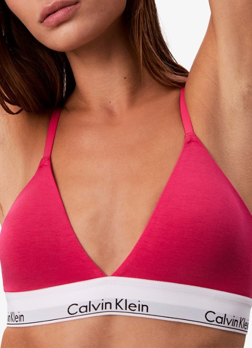 Calvin Klein Voorgevormde bralette met logoband - detail donkerroze