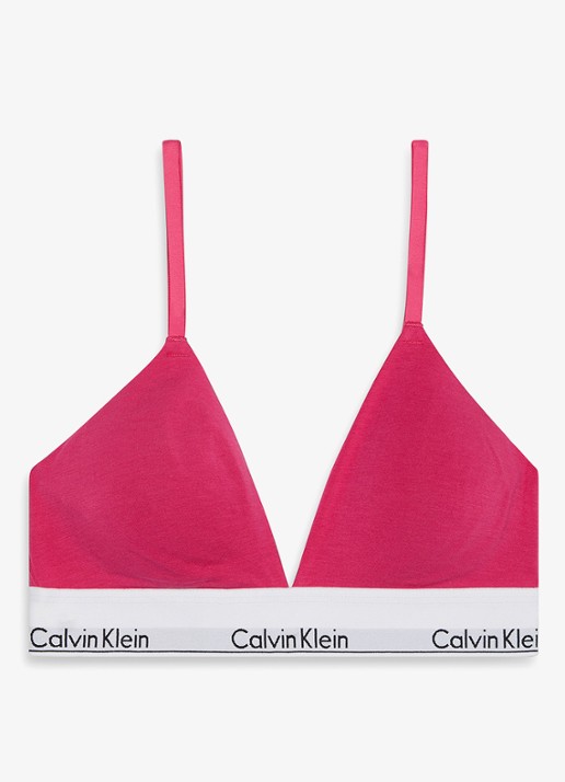 Calvin Klein Voorgevormde bralette met logoband - voorkant 5 donkerroze