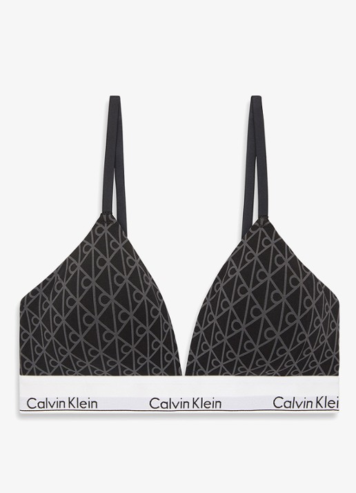 Calvin Klein Voorgevormde bralette met logoband - voorkant antraciet
