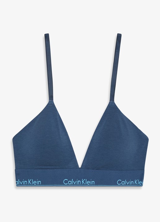 Calvin Klein Voorgevormde bralette met logoband - voorkant donkerblauw