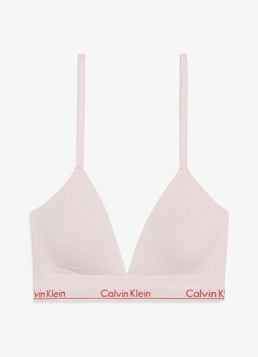 Calvin Klein Voorgevormde bralette met logoband - voorkant roze