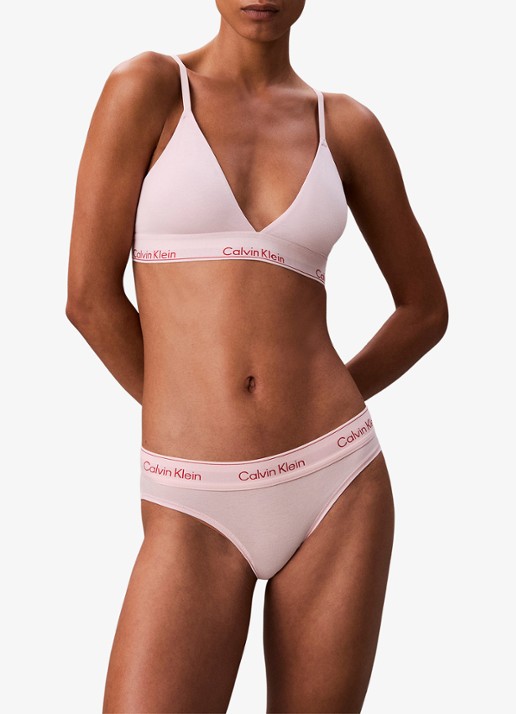 Calvin Klein Voorgevormde bralette met logoband - voorkant 2 roze