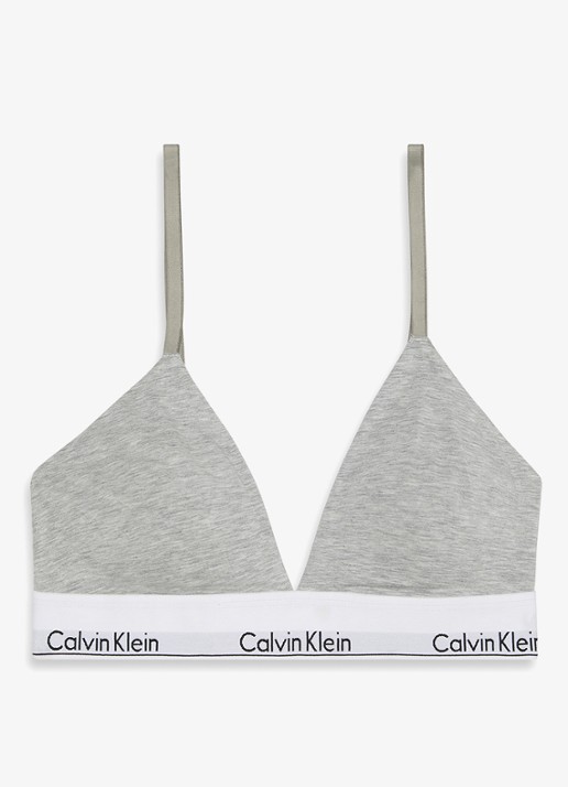 Calvin Klein Voorgevormde bralette met logoband - voorkant 2 grijs
