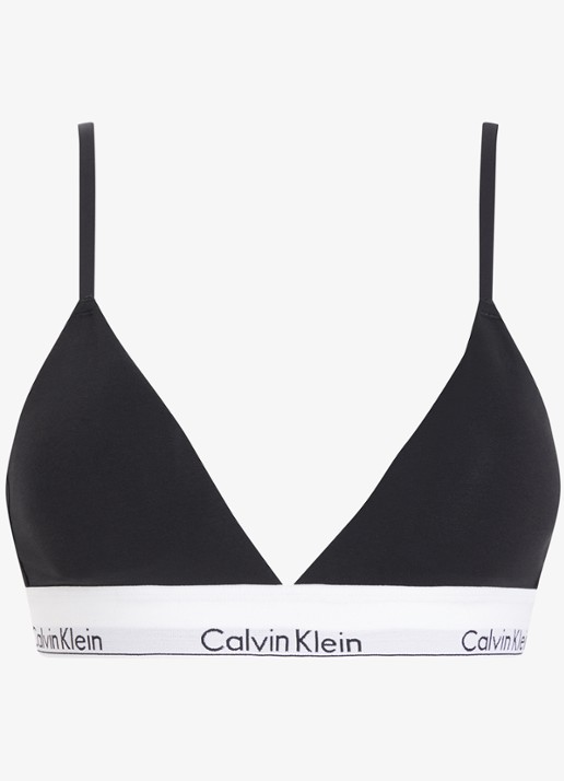 Calvin Klein Voorgevormde bralette met logoband - voorkant zwart
