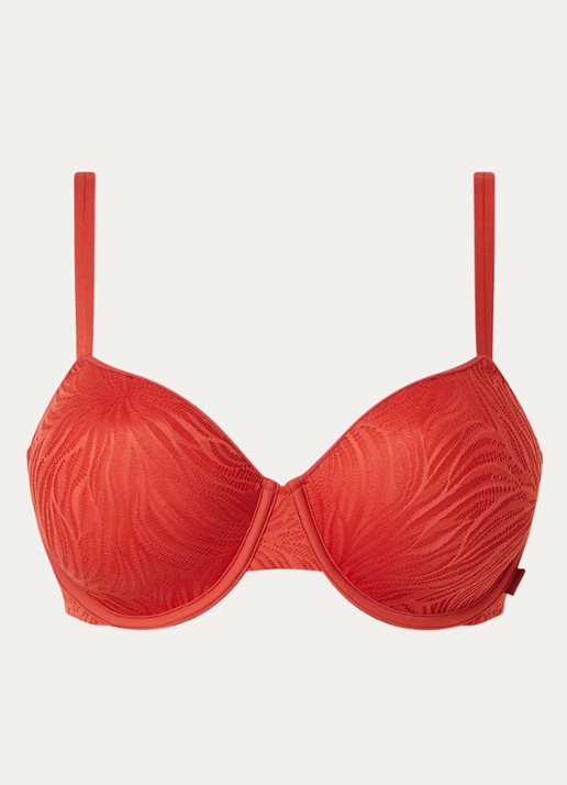 Calvin Klein Voorgevormde demi bh met overlay van mesh - voorkant 4 jazzberry jam / rood