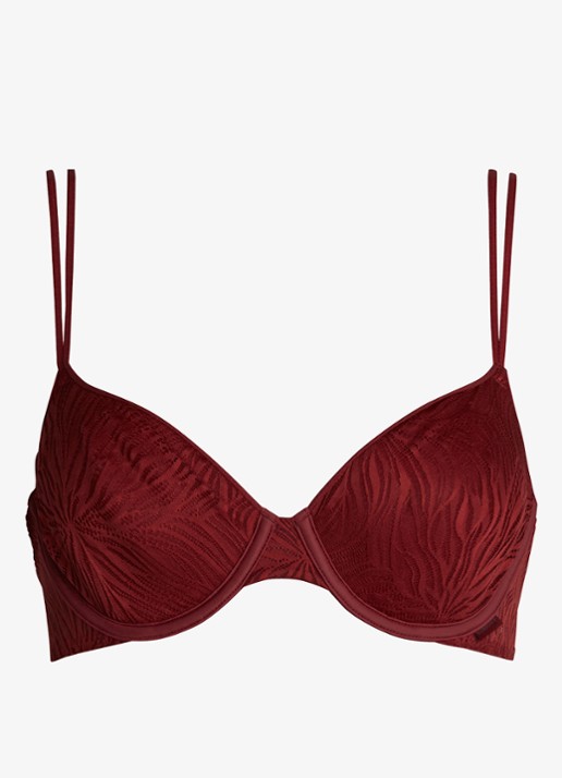 Calvin Klein Voorgevormde demi bh met overlay van mesh - voorkant syrah  / rood