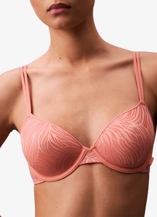 Calvin Klein Voorgevormde demi bh met overlay van mesh - detail 2 tawny orange / oranje