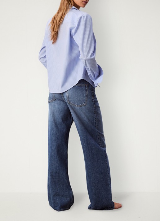 Calvin Klein Wide leg jeans met medium wassing  - achterkant 6 indigo