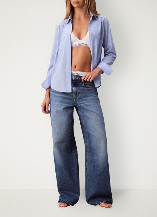 Calvin Klein Wide leg jeans met medium wassing  - detail indigo