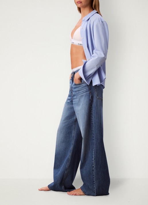 Calvin Klein Wide leg jeans met medium wassing  - detail 3 indigo