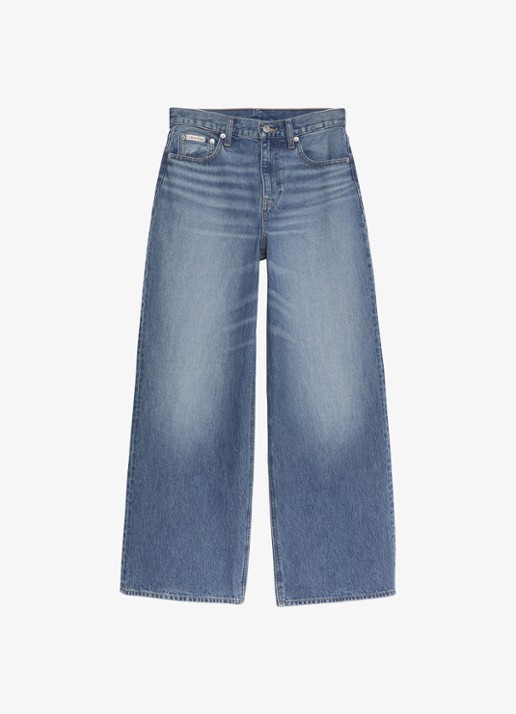 Calvin Klein Wide leg jeans met medium wassing  - voorkant 5 indigo