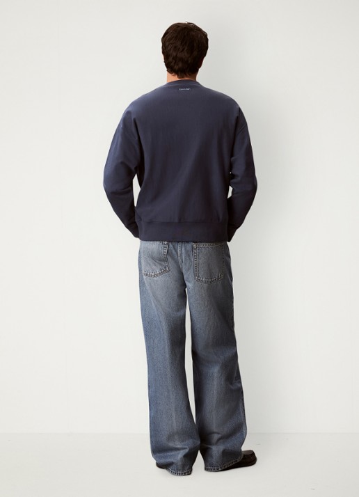 Calvin Klein Wide leg jeans met steekzakken - achterkant indigo