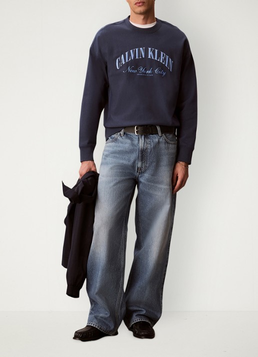 Calvin Klein Wide leg jeans met steekzakken - detail 6 indigo