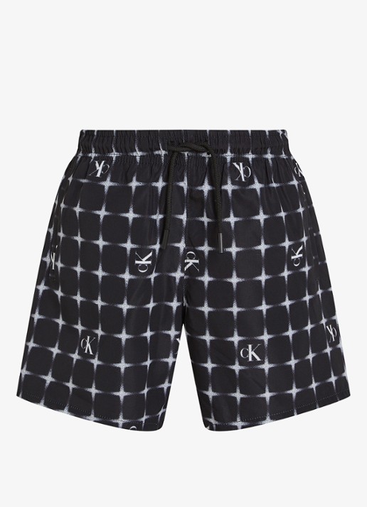 Calvin Klein Zwemshorts met logo en trekkoord - voorkant 2 zwart