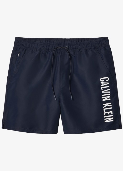 Calvin Klein Zwemshorts met logo en trekkoord - voorkant 2 zwart
