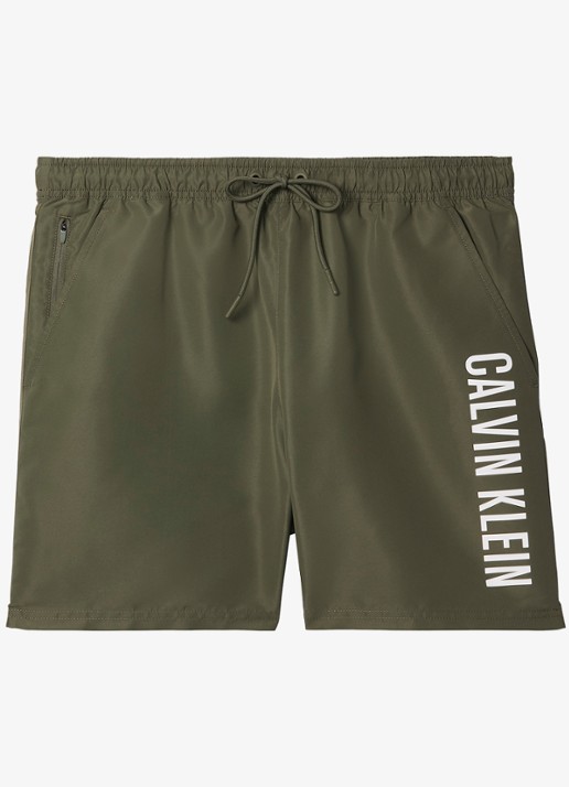 Calvin Klein Zwemshorts met logo en trekkoord - voorkant groen