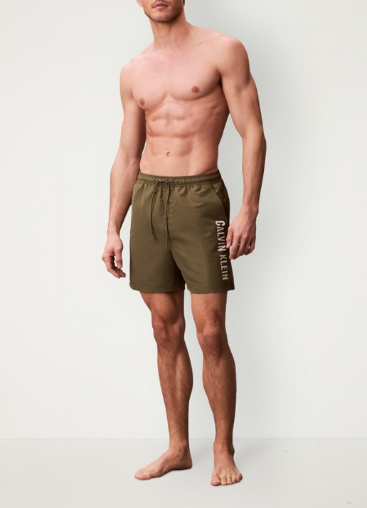 Calvin Klein Zwemshorts met logo en trekkoord - voorkant 2 groen