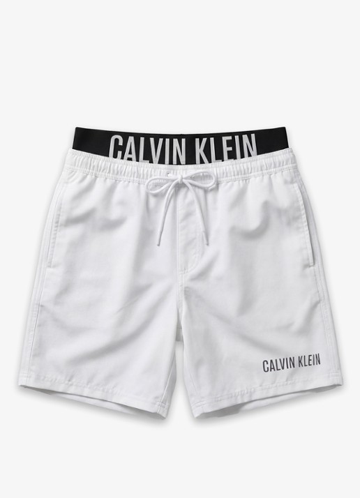 Calvin Klein Zwemshorts met logo en trekkoord - voorkant 2 wit