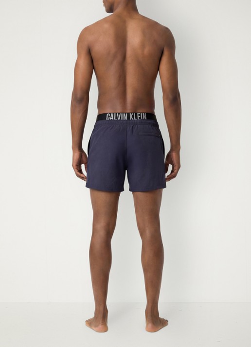 Calvin Klein Zwemshorts met logo en trekkoord - achterkant donkerblauw