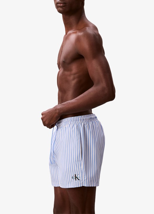 Calvin Klein Zwemshorts met logo en trekkoord - detail 4 lichtblauw