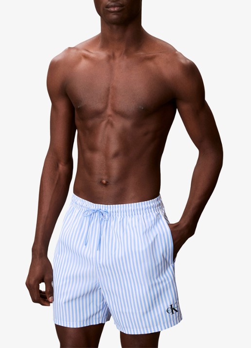 Calvin Klein Zwemshorts met logo en trekkoord - detail blauw