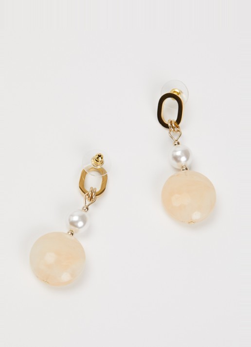 Camps & Camps Big Oval Harmony oorstekers verguld - detail creme