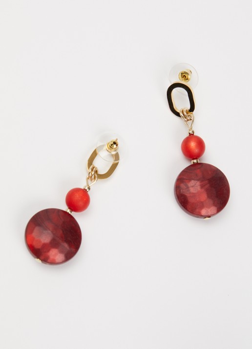 Camps & Camps Big Oval Harmony oorstekers verguld - detail rood
