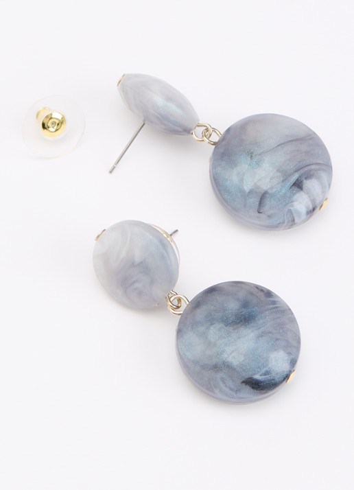 Camps & Camps Double Dangling oorstekers verguld - detail grijs