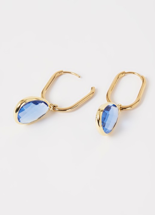 Camps & Camps Enchanting Crystal oorhangers verguld - detail 3 blauw