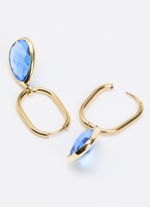 Camps & Camps Enchanting Crystal oorringen verguld - detail blauw