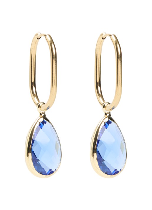 Camps & Camps Enchanting Crystal oorringen verguld - voorkant 2 blauw