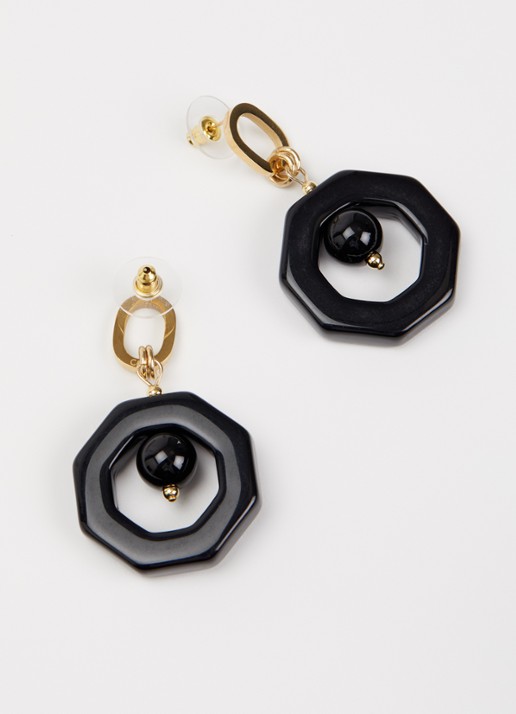 Camps & Camps Eternal Beads oorhangers verguld - detail zwart