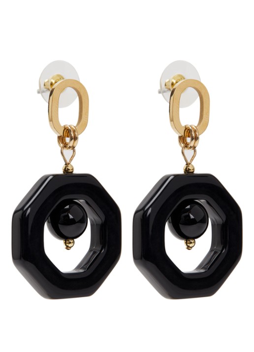 Camps & Camps Eternal Beads oorhangers verguld - voorkant 2 zwart
