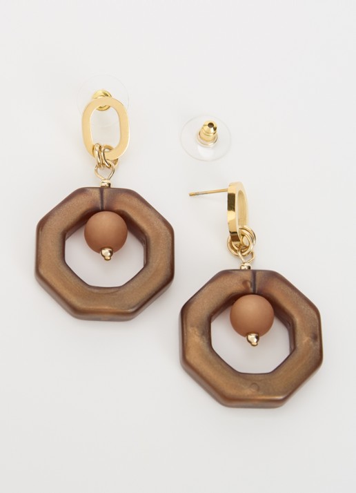 Camps & Camps Eternal Beads oorhangers verguld - detail 3 bruin