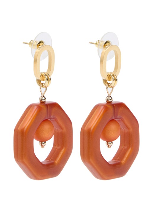 Camps & Camps Eternal Beads oorhangers verguld - voorkant 2 oranjebruin