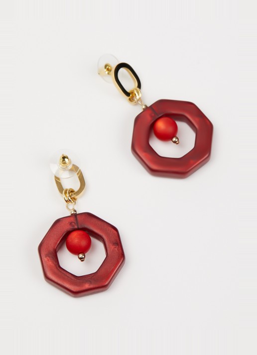 Camps & Camps Eternal Beads oorhangers verguld - detail 3 rood